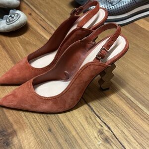 Zara Elegant Rust Slingback Heels